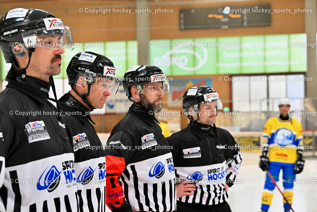 ELV Zauchen vs. EC Tigers Paternion | Kazianka Daniel Referee, Wassermann Michael Referee, Ettlmayr Timo Referee, KOSTYnski Daniel Referee, ELV Zauchen vs. EC Icetigers Paternion, ELV Zauchen vs. EC Icetigers Paternion am 23.02.2025 in Spittal an der Drau (Eissportzentrum Spittal), Austria, (Photo by Bernd Stefan)