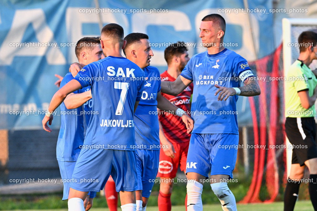 SV St.Jakob vs. SAK | Jubel SAK Mannschaft, #7 Hrvoje Jakovljevic SAK, #24 Zoran Vukovic SAK, SV St.Jakob vs. SAK, SV St.Jakob vs. SAK am 23.08.2024 in St. Jakob im Rosenthal (Sportplatz St. Jakob), Austria, (Photo by Bernd Stefan)