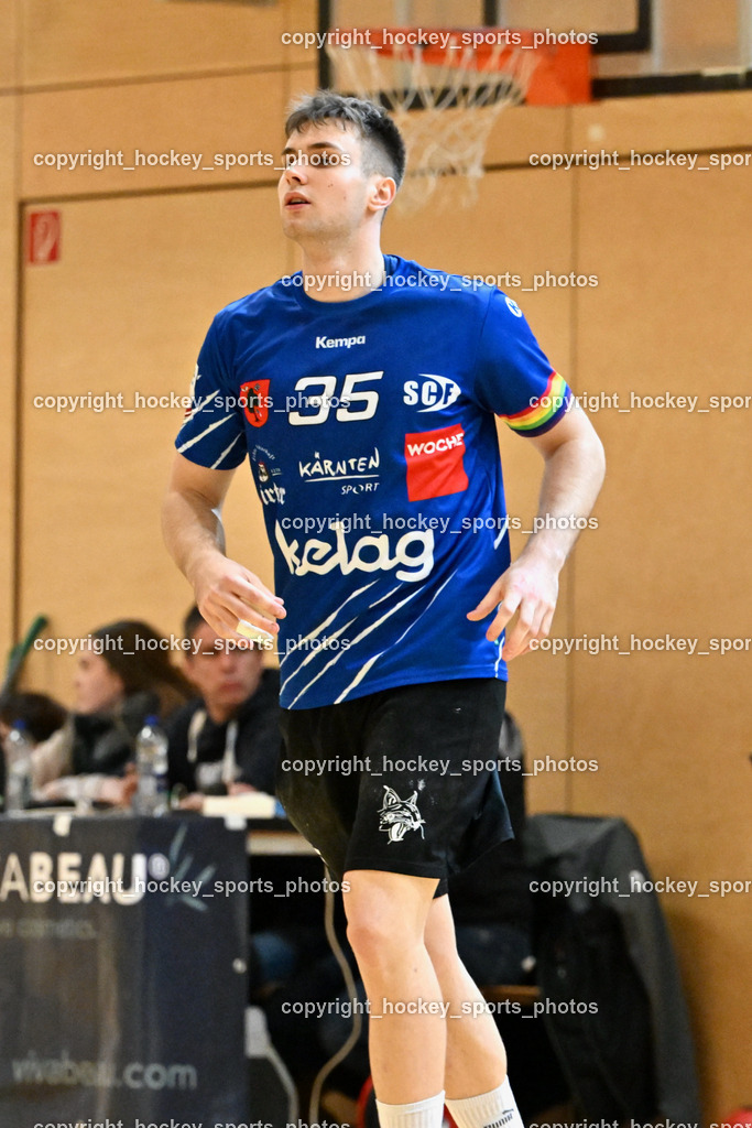 SC Ferlach vs. ALPLA HC Hard 2.3.2024 | #35 JURANIC Jura Egon SC Ferlach, SC Ferlach vs. ALPLA HC Hard 2.3.2024, SC Ferlach vs. ALPLA HC Hard am 02.03.2024 in Ferlach (Ballspielhalle Ferlach), Austria, (Photo by Bernd Stefan)