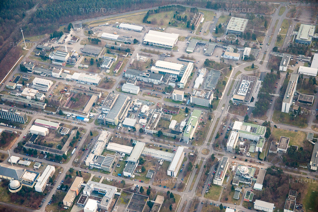 Luftbild: Leopoldshafen, KIK Campus Nord im Ortsteil Leopoldshafen in Eggenstein-Leopoldshafen im Bundesland Baden-Württemberg in Deutschland. Foto: IMG_076632.jpg vom 13.02.2015 durch Werner Riehm/FLY-FOTO.de