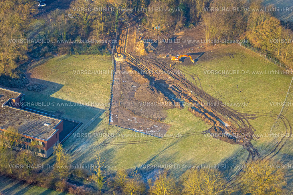 Hamm250200916Heessen | Luftbild, Baustelle Schlossstraße für neue Kita Kindergarten, Stadtbezirk Heessen, Hamm, Ruhrgebiet, Nordrhein-Westfalen, Deutschland