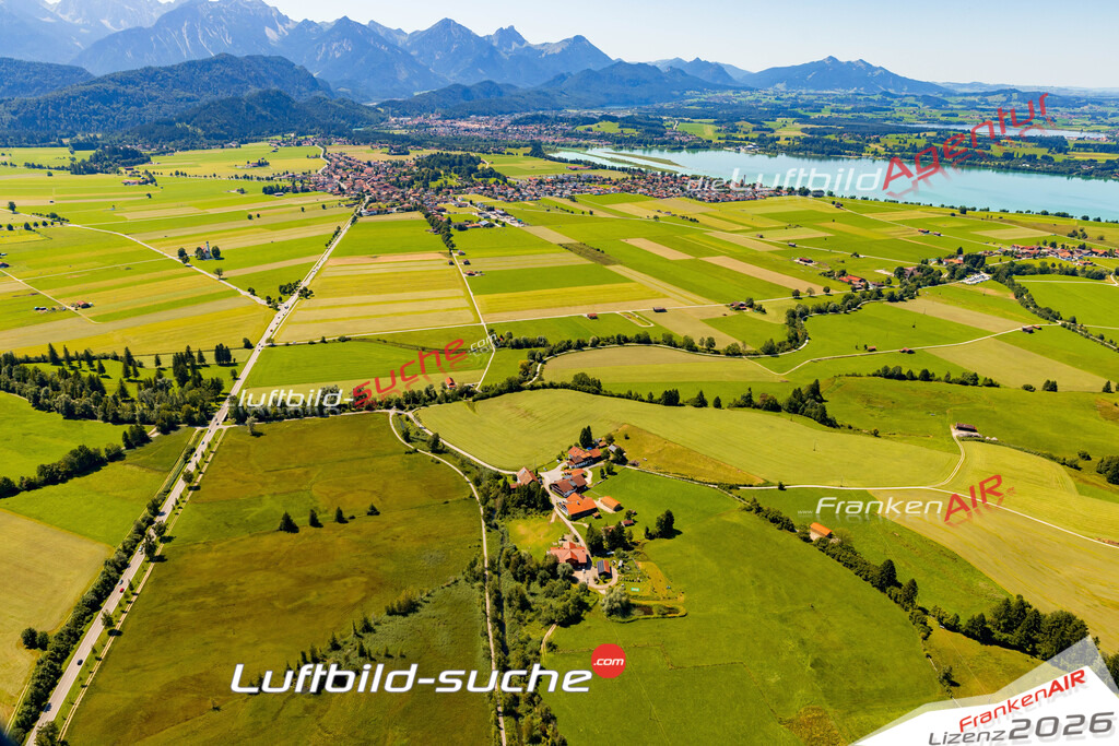 Mühlberg Schwangau Bild- Das Luftbild wurde 2025 vom UL-Flugzeug heraus erstellt ( keine Drohne ) - Hochauflösende Luftaufnahme -Nicht vergleichbar mit Google Maps oder Satelittenbilder- Die Geschenkidee !Mit Lizenz und Bildrechte bestellbar