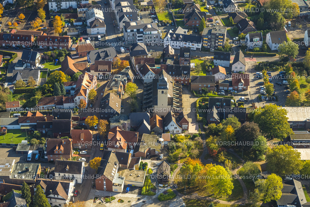 Selm241011414 | Luftbild, St.-Stephanus-Kirche Selm-Bork, Wohngebiet Stadtzentrum, Bork, Selm, Münsterland, Nordrhein-Westfalen, Deutschland