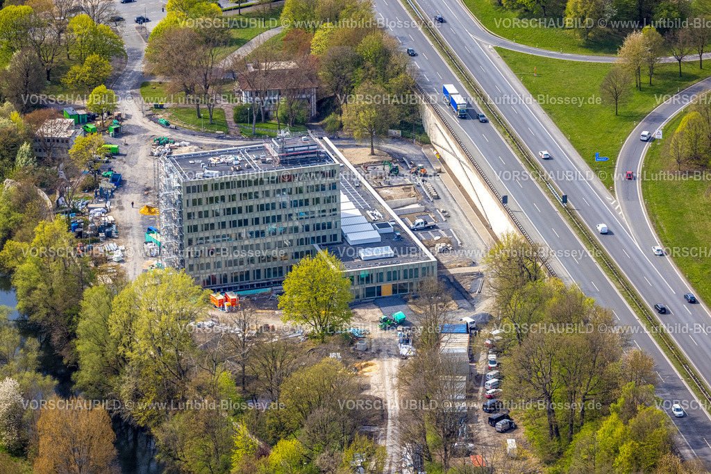 Arnsberg260402748 | Luftbild, Rathaus Stadtverwaltung Arnsberg an der Autobahn A46, Baustelle mit Neubau, Neheim, Arnsberg, Ruhrgebiet, Nordrhein-Westfalen, Deutschland