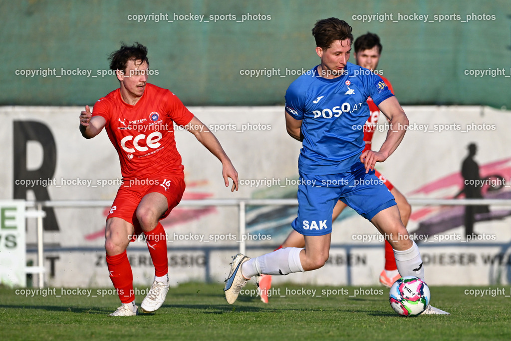SAK vs. SC ST. Veit | #16 David Armin Hude SC St.Veit, #20 Luka Djukic SAK, SAK vs. SC ST. Veit, SAK vs. SC ST. Veit am 30.04.2025 in Klagenfurt (Sportpark Welzenegg), Austria, (Photo by Bernd Stefan)