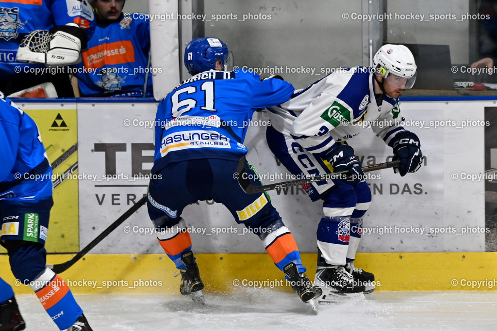 ESC SPARKASSE STEINDORF vs. UECR Huben  | #33 Sotlar Jure UECR EISBÄREN HUBEN, #61 Friedrich Daniel ESC Steindorf, ESC SPARKASSE STEINDORF vs. UECR Huben , ESC SPARKASSE STEINDORF vs. UECR Huben  am 06.02.2026 in Steindorf (Ossiachersee Halle), Austria, (Photo by Bernd Stefan)