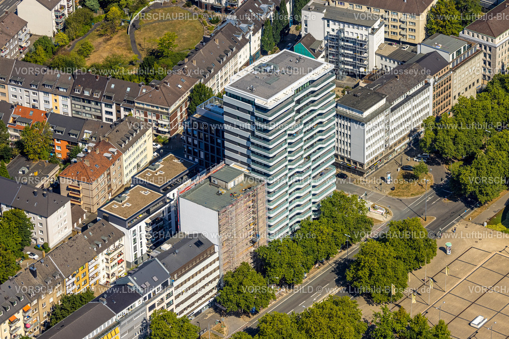 Essen220807250 | Luftbild, Neubau Wohnungen Hochhaus an der Huyssenallee, Südviertel, Essen, Ruhrgebiet, Nordrhein-Westfalen, Deutschland