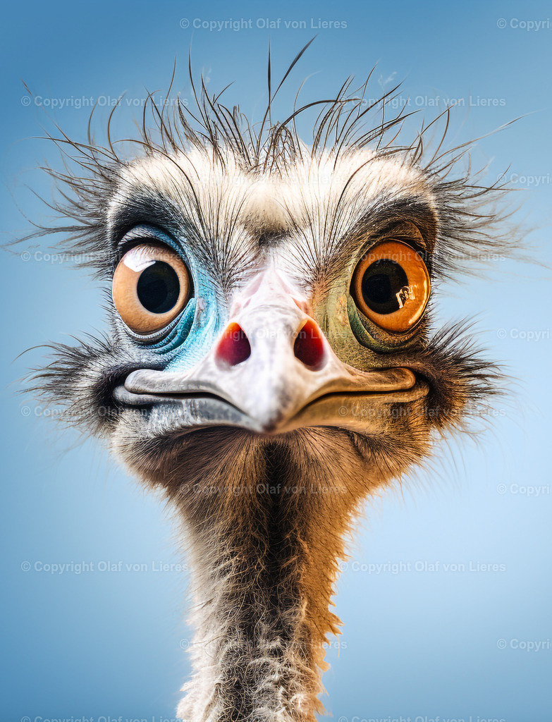 Vogelstrauss Gesichter | verwirrtes Gesicht vom Strauss