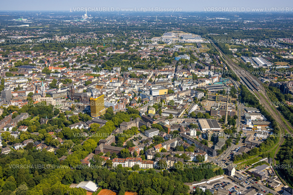Gelsenkirchen240809222GE-Sued | Luftbild, City Innenstadt Ansicht mit Hbf Hauptbahnhof, Wohngebiet und Übersicht Altstadt, Gelsenkirchen, Ruhrgebiet, Nordrhein-Westfalen, Deutschland