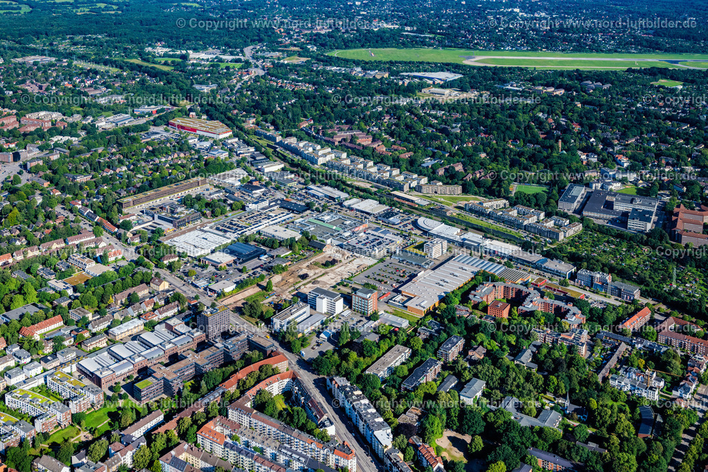Hamburg_Nedderfeld_Gewerbegebiet_ELS_0752050823 | HAMBURG 09.08.2023 Gewerbegebiet und Firmenansiedlung " Automeile Nedderfeld " in Hamburg, Deutschland. // Industrial estate and company settlement " Automeile Nedderfeld " in Hamburg, Germany. Foto: Martin Elsen