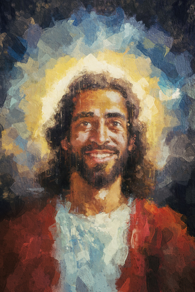 Jesus, strahlend | Jesus steht im Licht. Oder vor der Sonne. Oder hat einen Heiligenschein. Oder steht vor einem leuchtendem Tunnel. Wie weit reicht die Ausstrahlung?