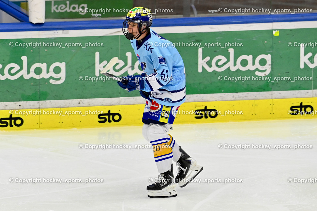EC iDM Wärmepumpen VSV vs. KHL Sisak | #63 Fischer Lucas EC VSV, EC iDM Wärmepumpen VSV vs. KHL Sisak, EC iDM Wärmepumpen VSV vs. KHL Sisak am 02.09.2025 in Villach (Stadthalle Villach), Austria, (Photo by Bernd Stefan)