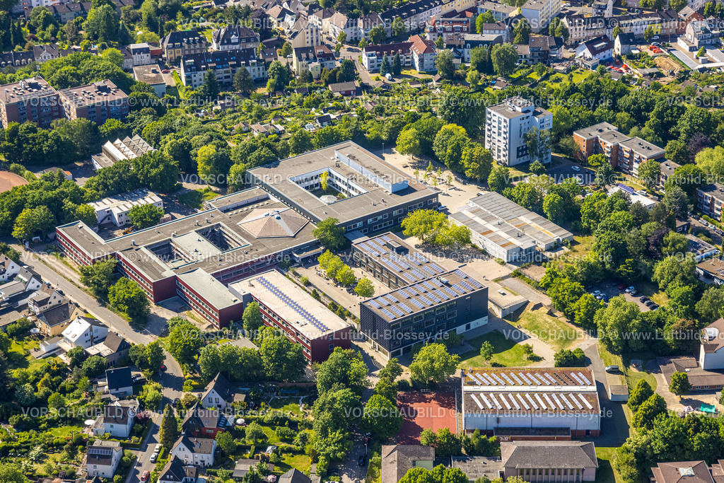 Muelheim250508615 | Luftbild, Städt. Gymnasium Broich und Realschule Broich mit Sporthalle, Broich - Ost, Mülheim an der Ruhr, Ruhrgebiet, Nordrhein-Westfalen, Deutschland