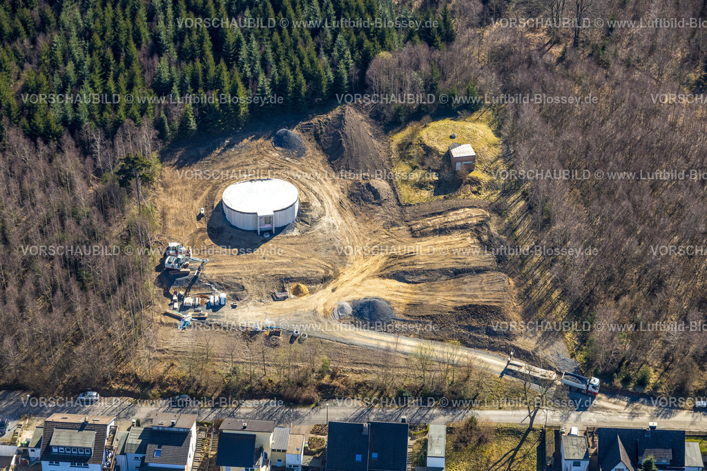 Sundern250304541 | Luftbild, Baustelle für Windrad, Windkraftanlage, Ludwigstraße am Waldrand, Sundern, Sauerland, Nordrhein-Westfalen, Deutschland