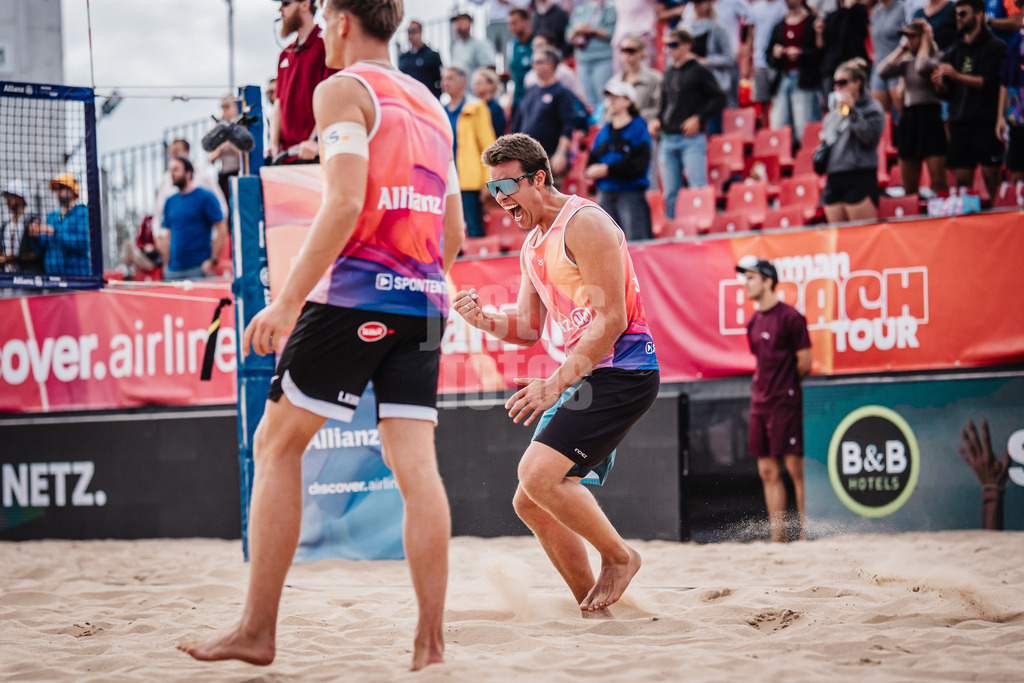 Beachvolleyball | Männer | Allianz German Beach Tour 2025 | Tourstop Berlin | 22.08.2025 | Jonas Kaminski jubelt