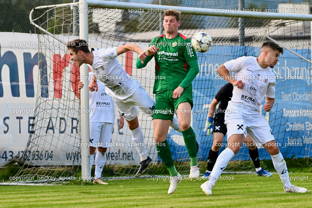 FC ASKÖ Gmünd vs. Union Matrei  | #8 Domenik Steiner FC Gmünd, #5 Benedikt Wibmer Matrei, #30 Manuel Hanser  Matrei, FC ASKÖ Gmünd vs. Union Matrei , FC ASKÖ Gmünd vs. Union Matrei  am 21.09.2024 in Gmünd (Sportplatz Gmünd), Austria, (Photo by Bernd Stefan)