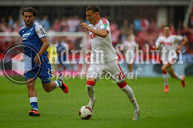 29.08.2026, GER, Fussball, Herren, Bundesliga , 1. Bundesliga, Saison 2026/2027, 1. FC Köln - TSG 1899 Hoffenheim | Leon Avdullahu (TSG) und Said El Mala (KOE) im Kampf um den Ball