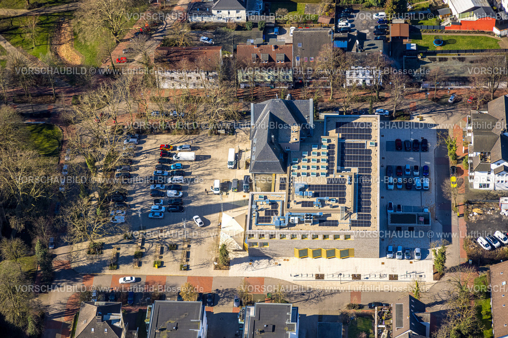 Holzwickede230213727 | Luftbild, Rathaus mit Neubau, Marktplatz, Holzwickede, Ruhrgebiet, Nordrhein-Westfalen, Deutschland