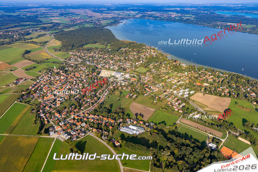 Aktuelles Luftbild von  Schondorf am Ammersee - Die Luftaufnahme wurde 2020 mittels UL-Flugzeug erstellt ( keine Drohne ) - hochauflösende Kamera-Systeme von  Canon -Beste Qualität - Für grossformatige Ausdrucke geeignet. Die Geschenkidee !