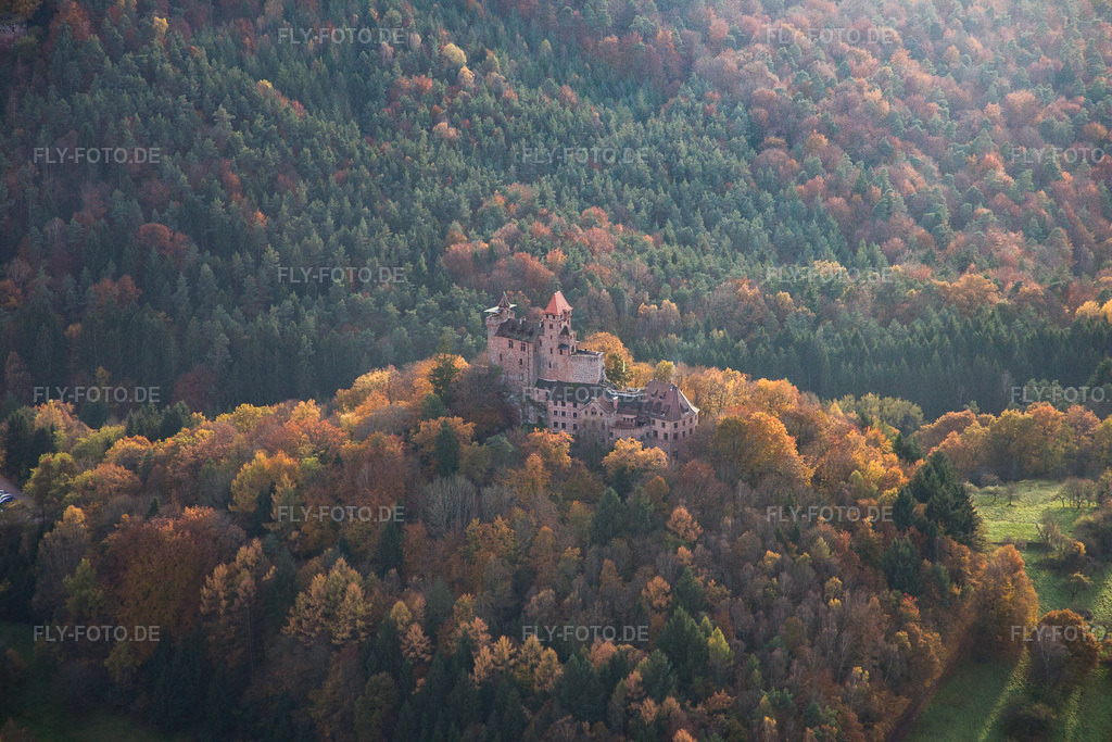 Luftbild: Erlenbach, Burg Berwartstein in Erlenbach bei Dahn im Bundesland Rheinland-Pfalz in Deutschland. Foto: IMG_076362.jpg vom 09.11.2014 durch Werner Riehm/FLY-FOTO.de