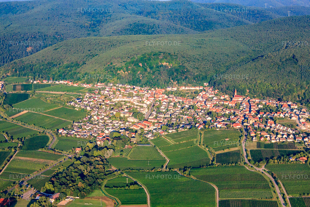 Luftbild: Ortsansicht von Osten im Ortsteil Königsbach in Neustadt im Bundesland Rheinland-Pfalz in Deutschland. Foto: IMG_44384.jpg vom 20.08.2011 durch Werner Riehm/FLY-FOTO.deAuflösung des Originals: 4752 x 3168 px