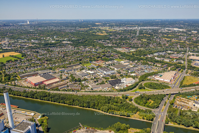 Oberhausen230705090 | Luftbild, Autobahnanschlussstelle Oberhausen-Buschhausen, Gewerbegebiet Emschertalstraße, Autobahn A42, Buschhausen, Oberhausen, Ruhrgebiet, Nordrhein-Westfalen, Deutschland