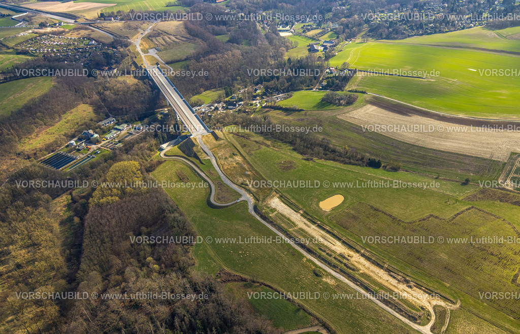 Heiligenhaus240302181 | Luftbild, Baustelle Angerbachtalbrücke, Neubauabschnitt der Autobahn A44, Lückenschluss zwischen Ratingen-Ost und Velbert, Heiligenhaus, Ruhrgebiet, Nordrhein-Westfalen, Deutschland