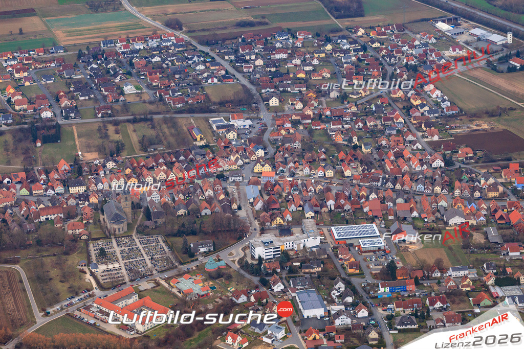 Das Luftbild der Stadt Eggolsheim wurde 2018 vom Flugzeug heraus erstellt (keine Drohne) Aufnahmehöhe ca.400 Meter- hohe Auflösung für beste Druck-Qualität