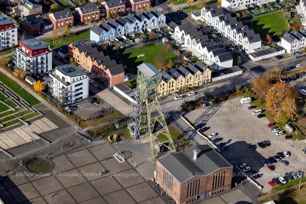 Luftbilder Alsdorf-7415 | Luftbildfotografie Förderanlagen und Bergbau- Schacht- Anlagen am Förderturm der Grube und Zeche " Förderturm Grube Anna " am Annaplatz in Alsdorf im Bundesland Nordrhein-Westfalen, Deutschland - Realisiert mit Pictrs.com