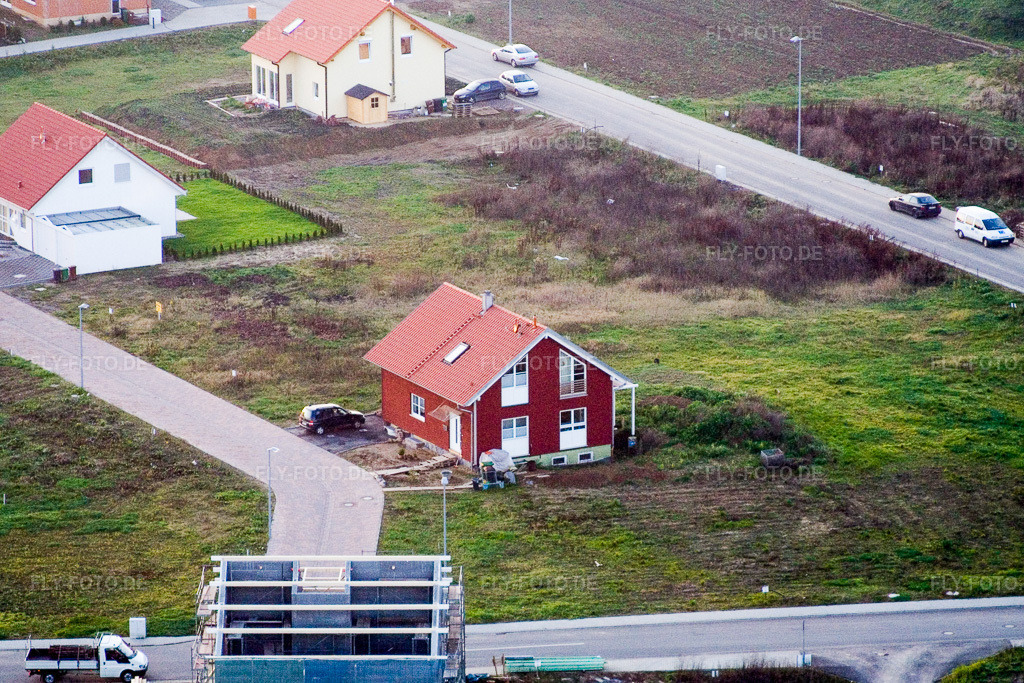 Luftbild: Neubaugebiet im NO Im Unterfeld im Ortsteil Schaidt in Wörth im Bundesland Rheinland-Pfalz in Deutschland. Foto: IMG_4985.jpg vom 01.12.2006 durch Werner Riehm/FLY-FOTO.de