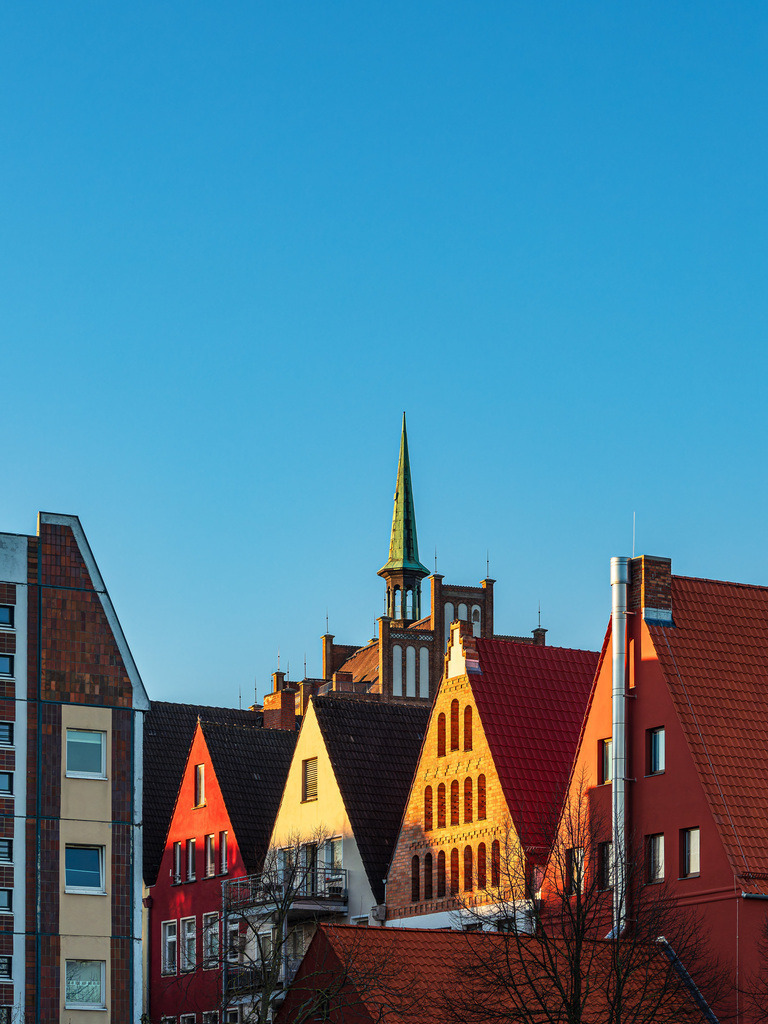 Gebäude in der Nördlichen Altstadt am Morgen in der Hansestadt Rostock | Gebäude in der Nördlichen Altstadt am Morgen in der Hansestadt Rostock.
