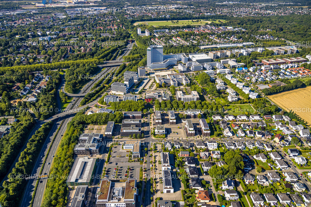Dortmund240804370 | Luftbild, Stadtkrone Baustelle Gesamtansicht mit Wohngebiet und Fernsicht, Westfalendamm, Dortmund, Ruhrgebiet, Nordrhein-Westfalen, Deutschland