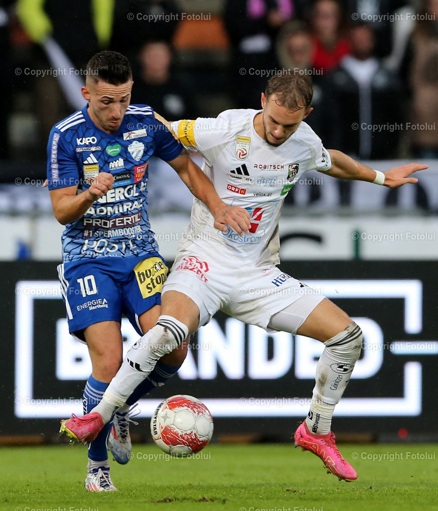 A_LUI_05102024-0004 | SPORT FUSSBALL ADMIRAL BUNDESLIGA RZ PELLETS WAC-TSV HARTBERG 05.10.2024 IM BILD: ANGELO GATTERMAYER  (WAC) UND DONIS ADVIJAJ (HARTBERG) FOTO:FOTOLUI/MW
