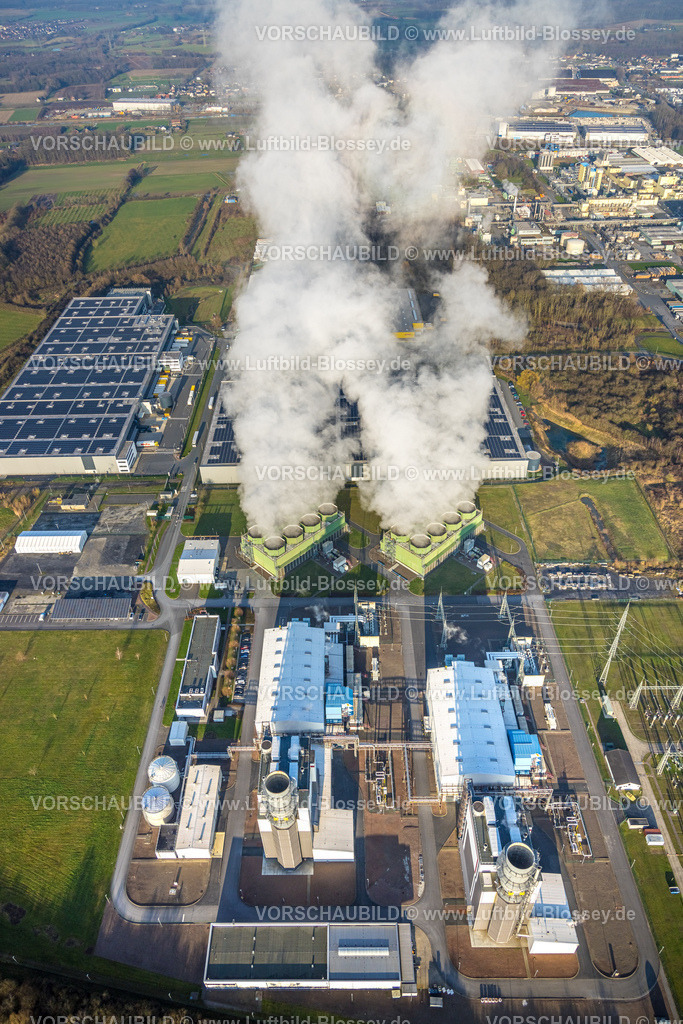 Hamm241200495 | Luftbild, Trianel Gaskraftwerk Hamm GmbH mit Rauchwolken, Uentrop, Hamm, Ruhrgebiet, Nordrhein-Westfalen, Deutschland