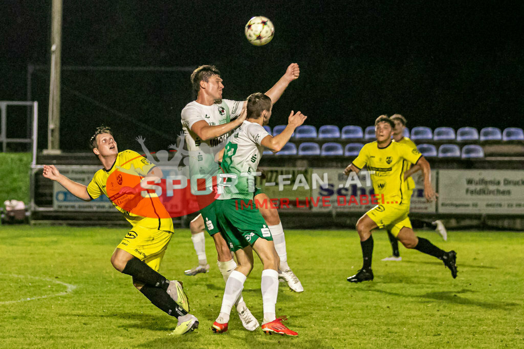 SV Feldkirchen - SC Launsdorf 2-1, Unterliga Ost | Robert Tiffner (SV Feldkirchen #14)Felix Pertlwieser (SV Feldkirchen #27)  SV Feldkirchen - SC Launsdorf 2-1 am 23.08.2023 in Feldkirchen
(Modehaus NIMO Arena), Austria, (Photo by Ernst Krawagner sport-fan.at) - Realisiert mit Pictrs.com