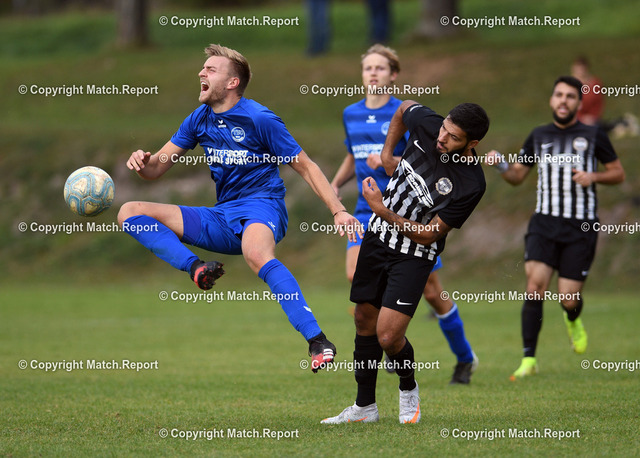 ulm | Fussball Kreisliga A3 Alb 2020/2021 am 04.10.2020 in Wendelsheim (Rasenplatz SV Wendelsheim)SV Wendelsheim - TSV LustnauPatrick Francisco (re, Wendelsheim) im Zweikampf mit Alexander Riehle (li, Lustnau)FOTO: ULMER Pressebildagentur / Moritz LissxxNOxMODELxRELEASExx