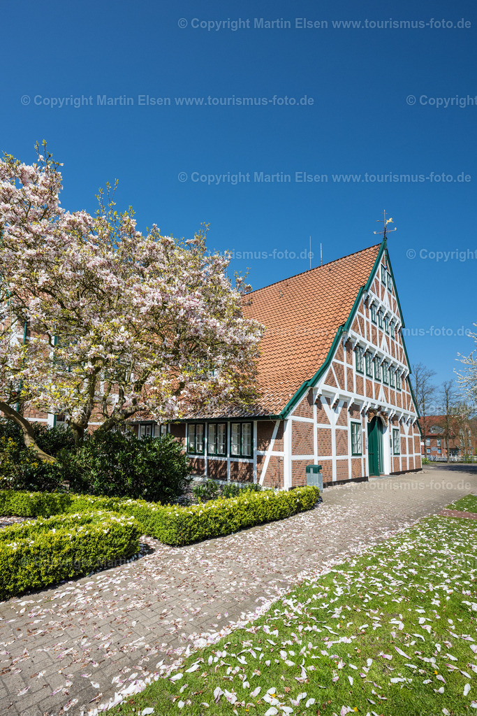 Altes Land Jork Rathaus_ Kirschblüte_ELS_0052230423 | Fotos aus den Touristenorten aus Norddeutschland. - Realisiert mit Pictrs.com