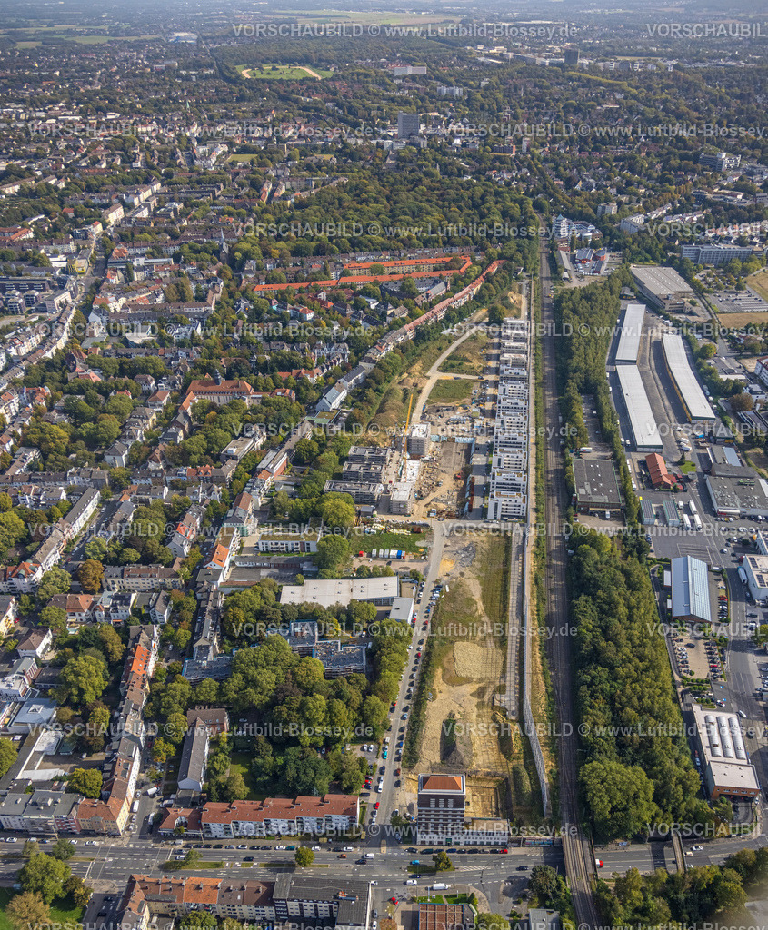 Dortmund231000866 | Luftbild, Baustelle Kronprinzenviertel für Neubau von Wohnungen, Am Wasserturm Südbahnhof, Kaiserbrunnen, Westfalendamm, Dortmund, Ruhrgebiet, Nordrhein-Westfalen, Deutschland