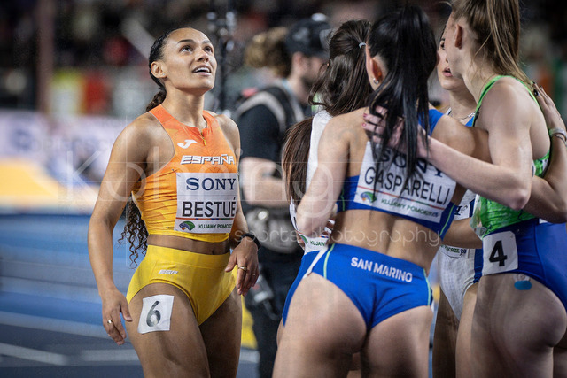 World Athletics Indoor Championships Kujawy Pomorze 26, 21.03.2026 | TORUN, POLAND - MARCH 21:  Jael BESTUE (ESP) after the 60m 1st round during the World Athletics Indoor Championships Kujawy Pomorze 26 on day 2 / session 1 at Kujawsko-Pomorska Arena Torun on March 21, 2026 in Torun, Poland. 