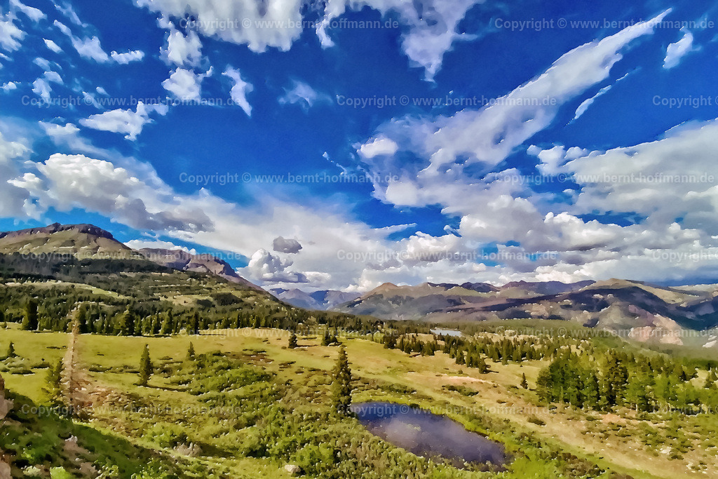 PAD2_FD_SanJuan-Mountains-02_180x120 | DIGITALKUNST. San Juan Mountains. __ San Juan Gebirge  zwischen Silverton und Durango in Colorado. __ Das Basisfoto für dieses malerisch verwandelte Werk hat der Wahl-Amerikaner Frank Döpke gemacht und es Bernt Hoffmann für dessen Kunstpart zur Verfügung gestellt. __ Seitenverhältnis = 3 zu 2 - Realisiert mit Pictrs.com