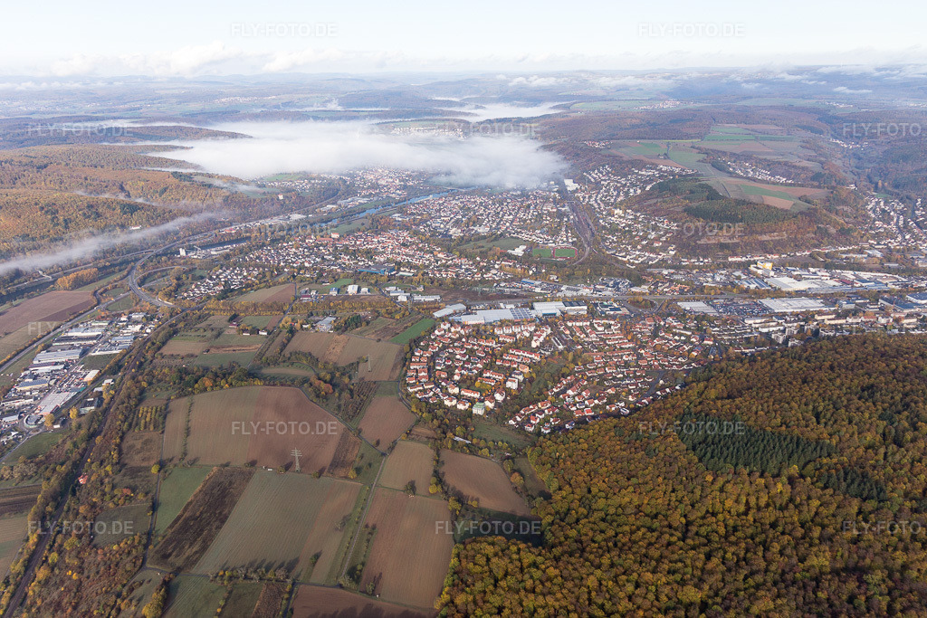 Luftbild: Neckarelz in Mosbach im Bundesland Baden-Württemberg in Deutschland. Foto: IMG_112277.jpg vom 02.11.2018 durch Werner Riehm/FLY-FOTO.de