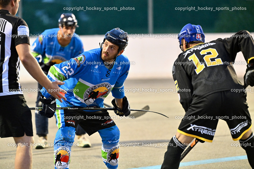 VAS Villach vs. ASKÖ Hockey Villach | #22 FRIEDRICH Lukas ASKÖ Villach Hockey, #12 Duricky Jan VAS Villach, VAS Villach vs. ASKÖ Hockey Villach, VAS Villach vs. ASKÖ Hockey Villach am 03.07.2025 in Villach (Alpen Arena ), Austria, (Photo by Bernd Stefan)