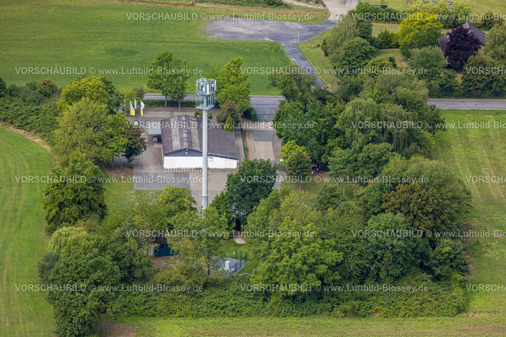 Hamm250701259Rhynern | Luftbild, Schützenhalle Schützengesellschaft Berge von 1894, Funkmast auf dem Platz der Schützen Berge, Langewanneweg, Stadtbezirk Rhynern, Hamm, Ruhrgebiet, Nordrhein-Westfalen, Deutschland