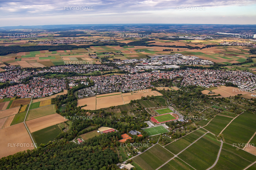 Ortsansicht von Südwesten | Luftbild: Ortsansicht von Südwesten im Ortsteil Großgartach in Leingarten im Bundesland Baden-Württemberg in Deutschland. Foto: IMG_138665.jpg vom 16.09.2023 durch ©2025 Werner Riehm fly-foto.de/copyright - Realisiert mit Pictrs.com