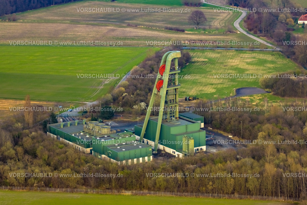 Hamm240305906 | Luftbild, Schacht Lerche mit Förderturm, Wiesen und Felder, Stadtbezirk Pelkum, Hamm, Ruhrgebiet, Nordrhein-Westfalen, Deutschland
