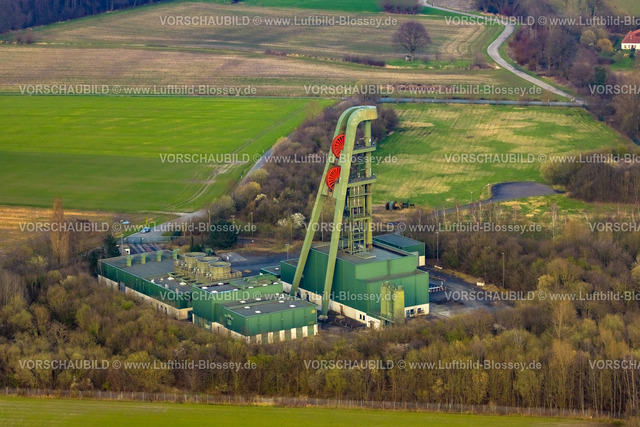 Hamm240305906 | Luftbild, Schacht Lerche mit Förderturm, Wiesen und Felder, Stadtbezirk Pelkum, Hamm, Ruhrgebiet, Nordrhein-Westfalen, Deutschland