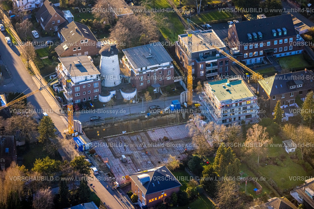 Bottrop230201987 | Luftbild, Luggesmühle und Baustelle mit Neubau in der Straße An Luggesmühle, Süd-West, Bottrop, Ruhrgebiet, Nordrhein-Westfalen, Deutschland