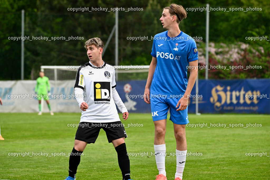 SAK vs. SV Spittal Drau 1921 | #26 Sebastian Ebner SV Spittal, #5 Jakob Geister SAK, SAK vs. SV Spittal Drau 1921, SAK vs. SV Spittal Drau 1921 am 23.05.2025 in Klagenfurt (Sportpark Welzenegg), Austria, (Photo by Bernd Stefan)