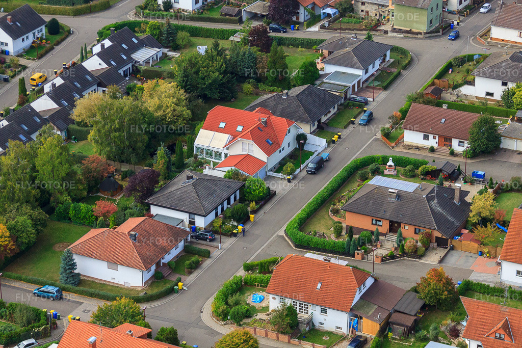 Luftbild: Schillerstraße aus Osten in Eppelsheim im Bundesland Rheinland-Pfalz in Deutschland. Foto: IMG_21681.jpg vom 09.10.2009 durch Werner Riehm/FLY-FOTO.de