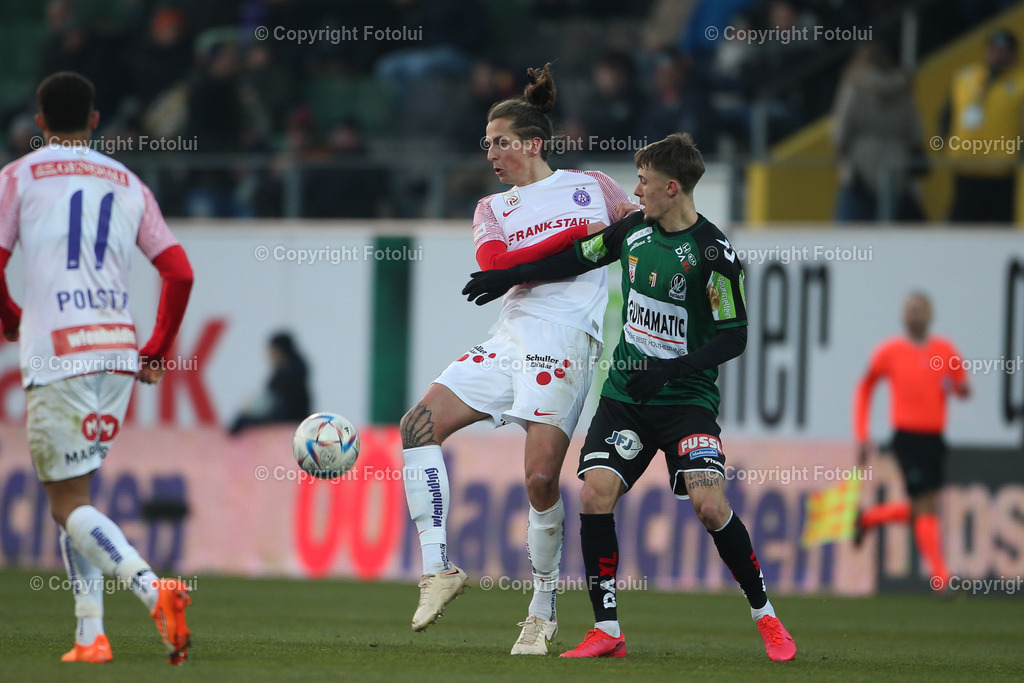 A_LUI_20230304_0033 | SPORT FUSSBALL ADMIRAL BUNDESLIGA SV RIED VS AUSTRIA WIEN
IM BILD: Johannes Handl (FK Austria Wien), Christoph Lang (SV Ried)

FOTO:FOTOLUI/UW